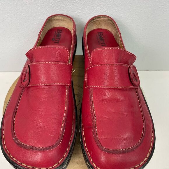 Born Vibrant Red Leather Slip-On Loafers with Moccasin Stitching Size 8 EUC - Picture 6 of 10